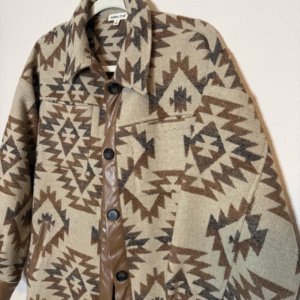 Aztec Patterned Jacket With Brown Accents - Overs… - image 2
